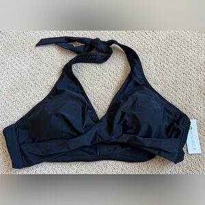 Black Halter Twist Front Bikini Top